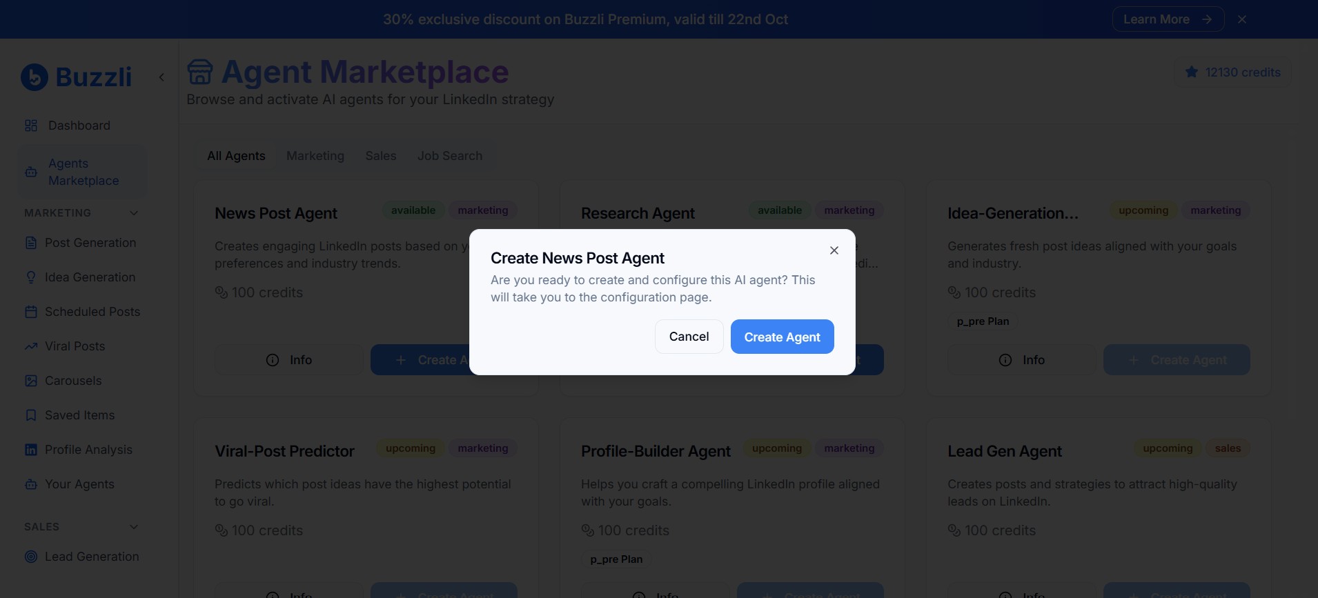 Create News Post Agent dialog