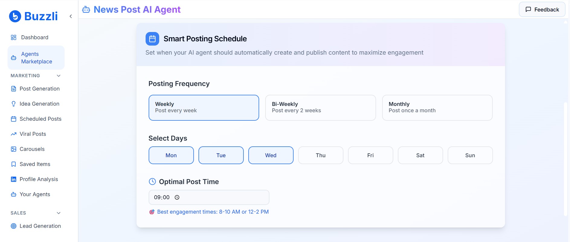 Smart posting schedule configuration