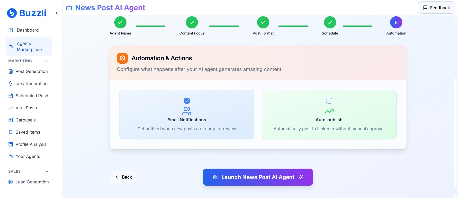 Automation and actions configuration