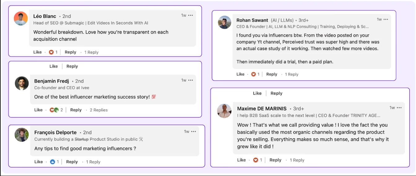 Examples of strategic LinkedIn comments that build authority