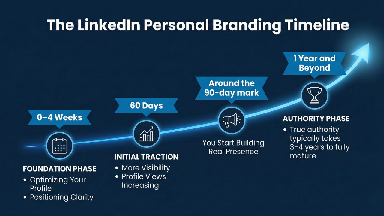 The LinkedIn Personal Branding Timeline from foundation to authority phase
