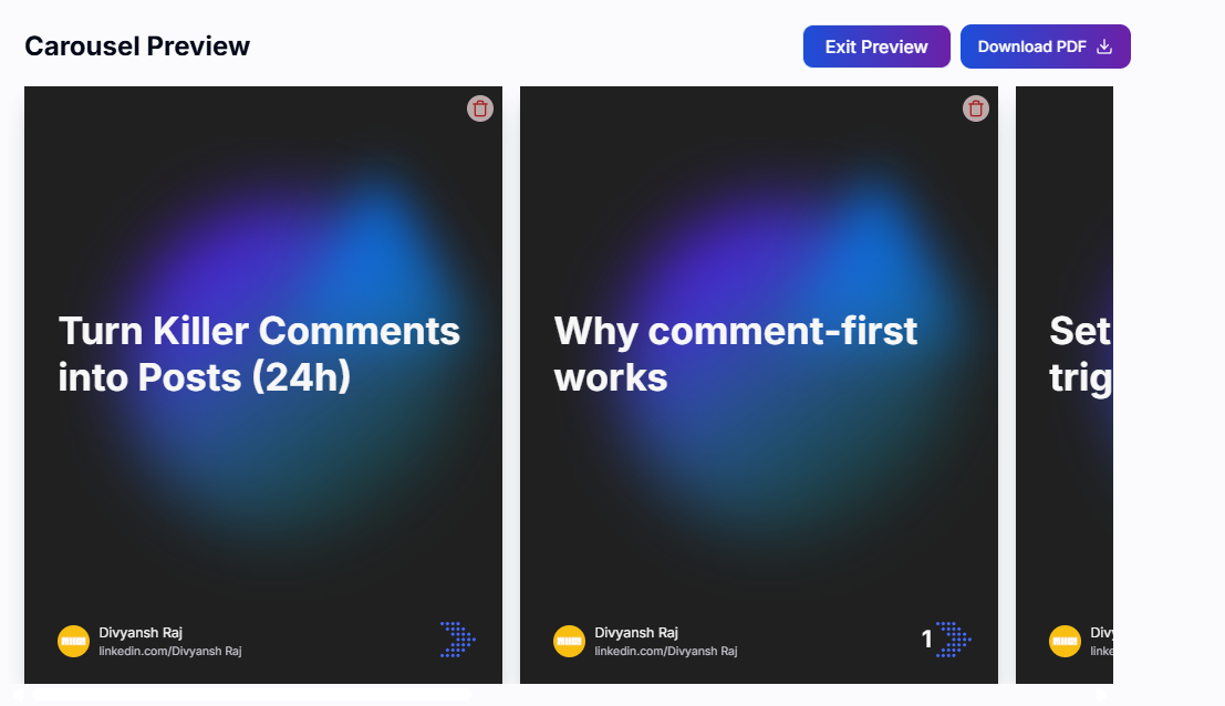 Buzzli Carousel Creator Interface Preview