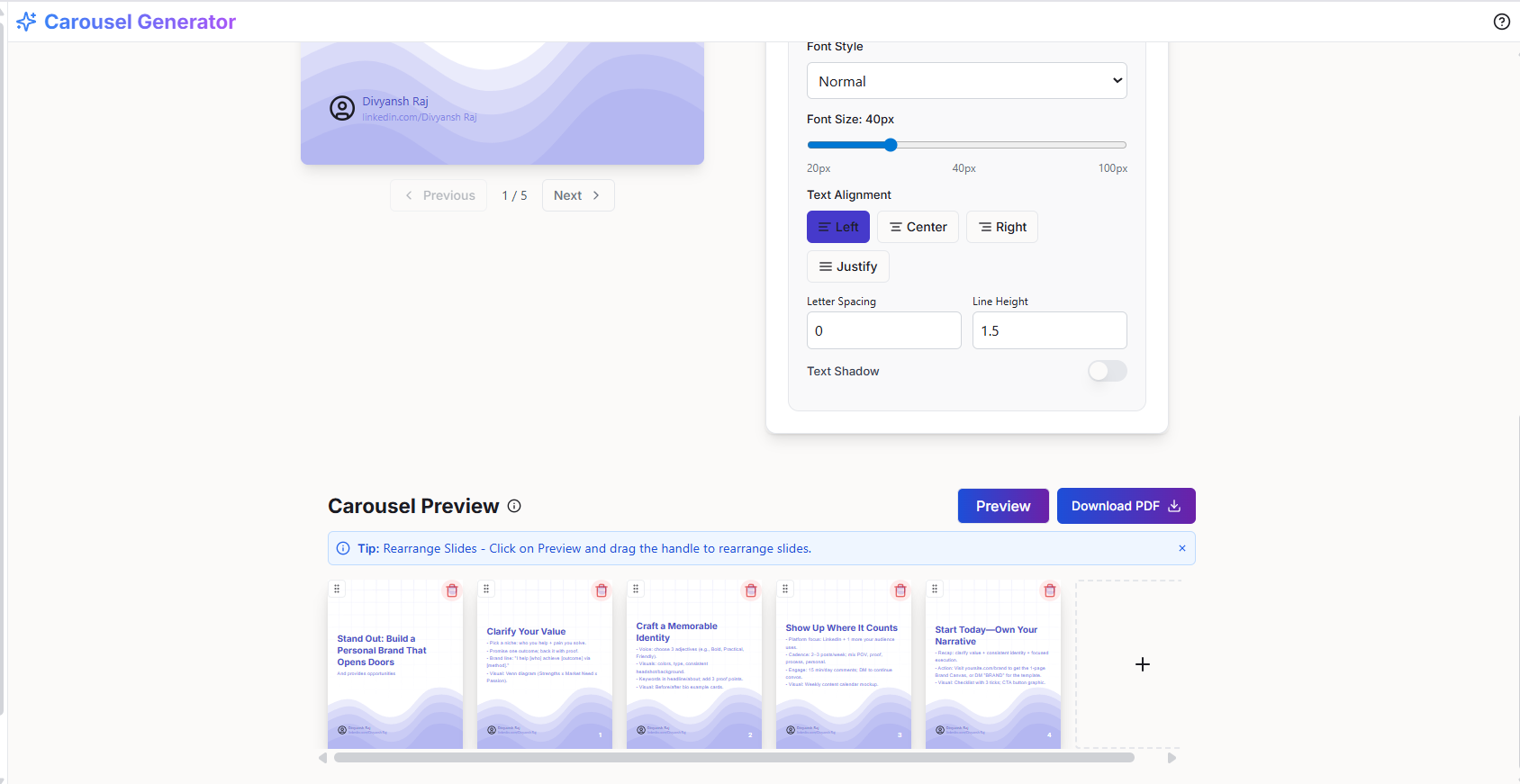 Download carousel as PDF