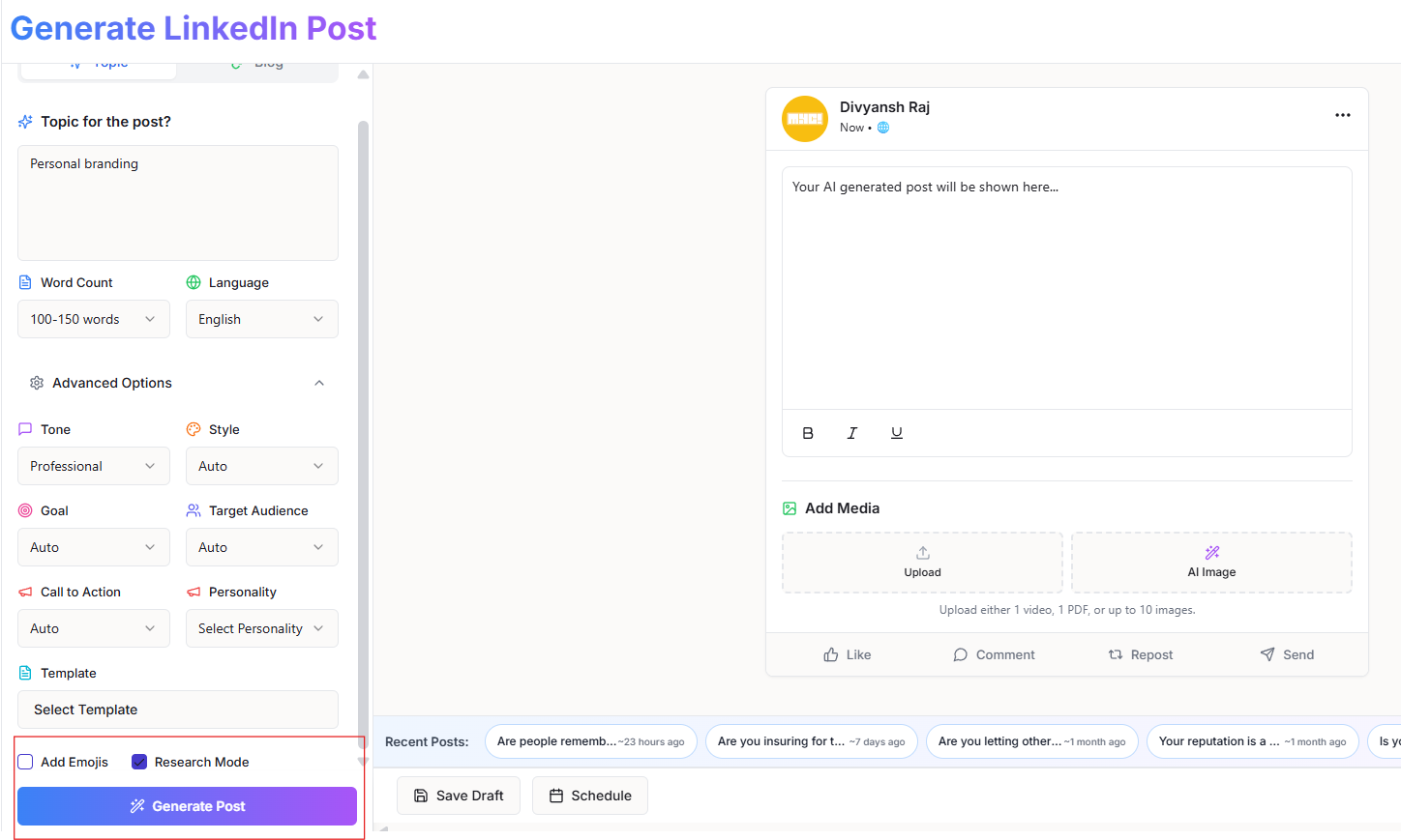 Emoji and Research Mode preferences