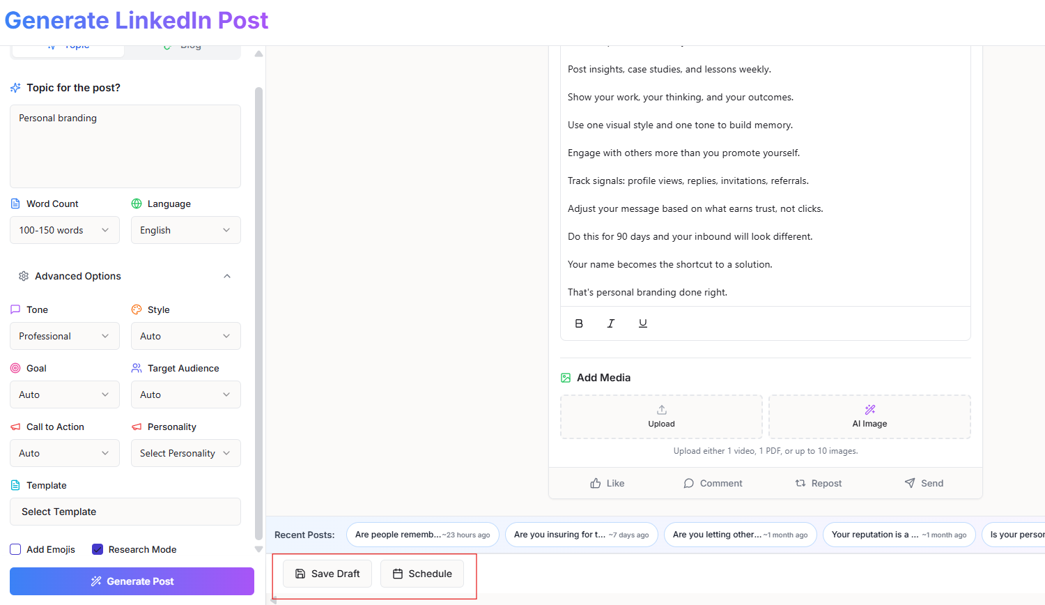 Save Draft option