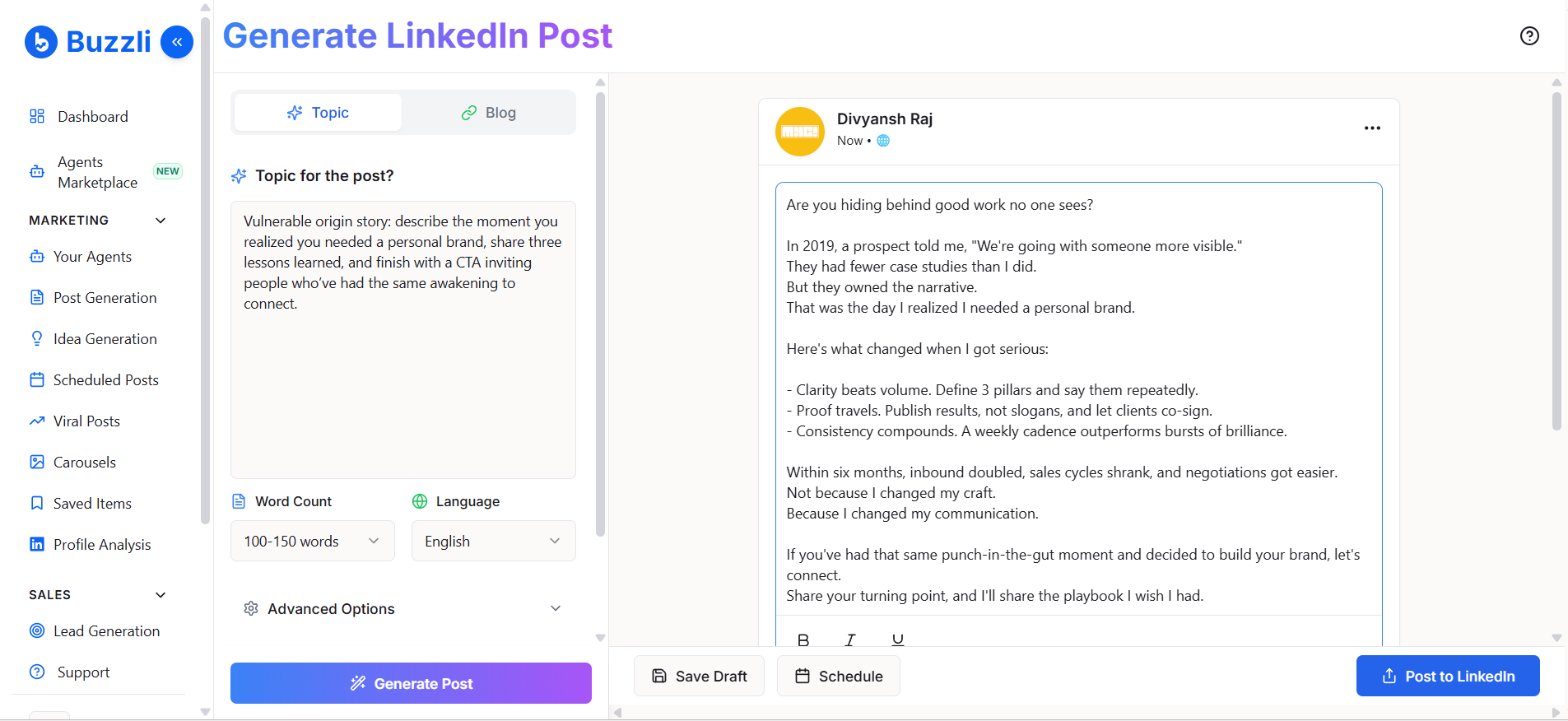 Review and finalize your LinkedIn post