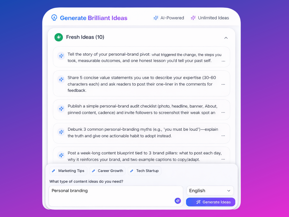 LinkedIn Viral Idea Generator screenshot