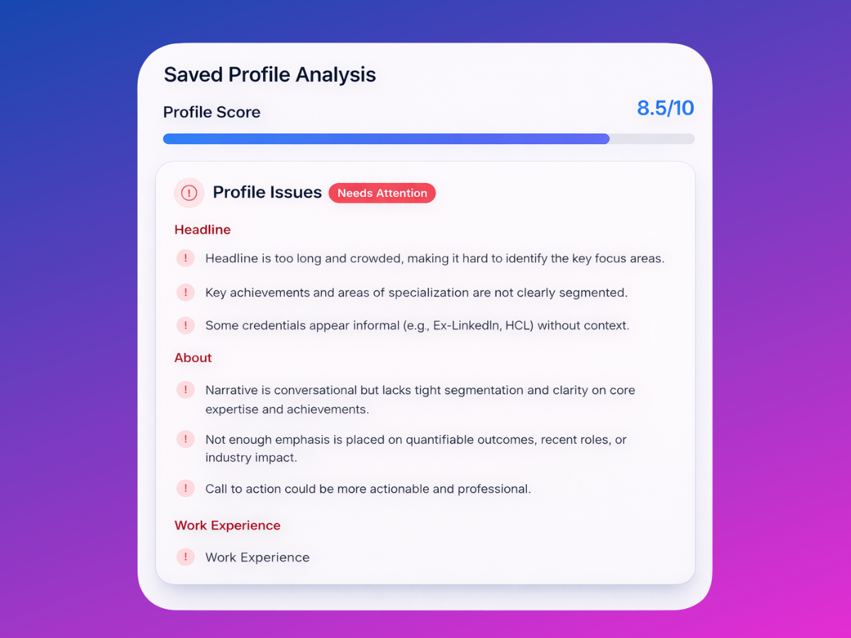 LinkedIn Profile Analyzer screenshot