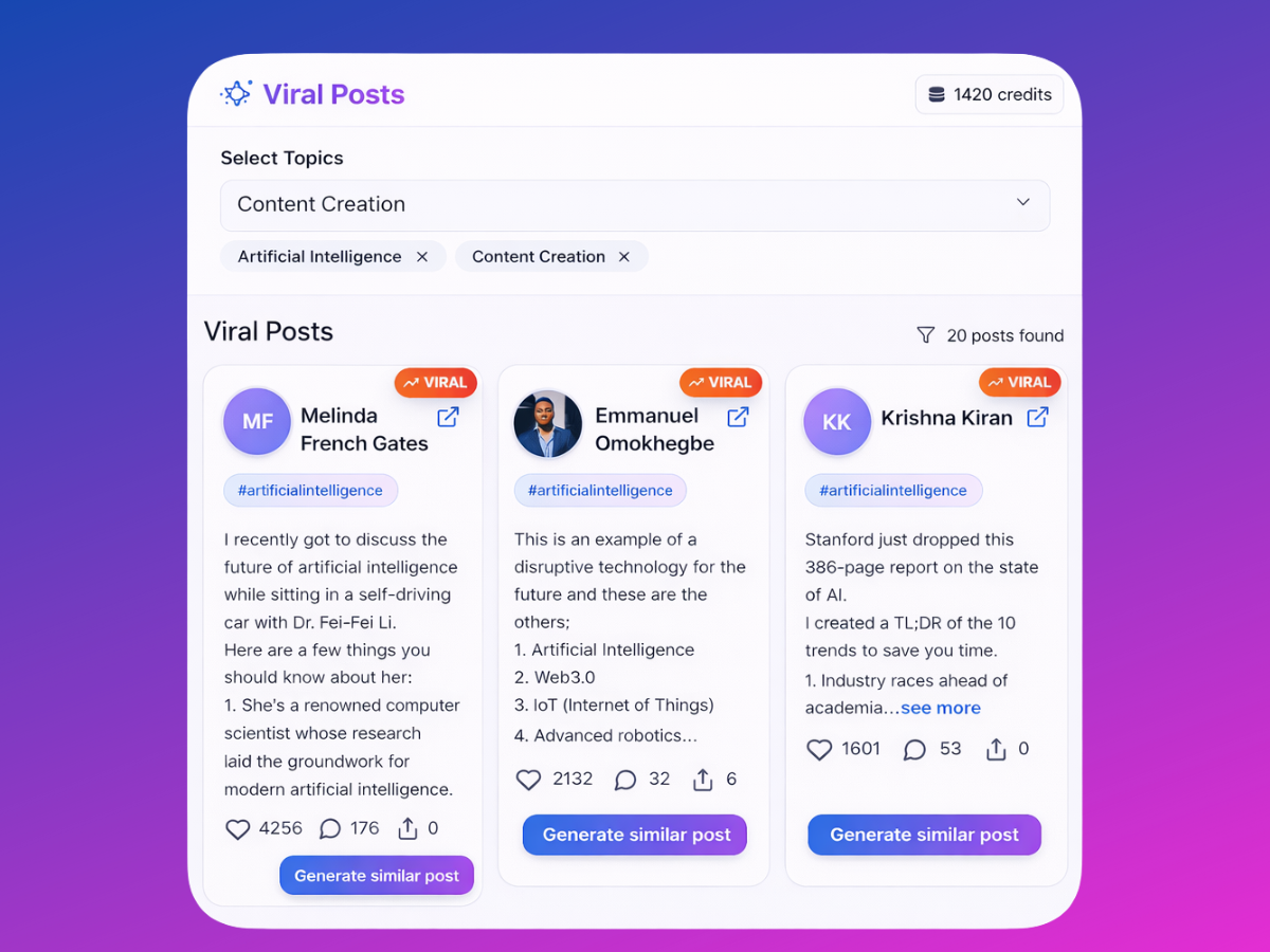 LinkedIn Viral Posts screenshot