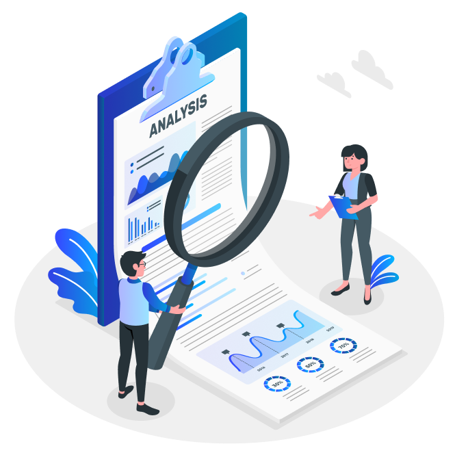 LinkedIn Profile Analysis Service - Comprehensive audit process illustration showing profile evaluation, content review, and growth recommendations